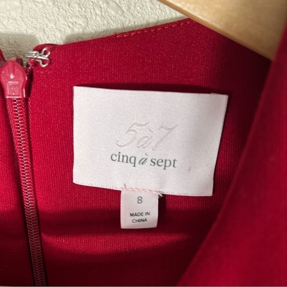 CINQ A SEPT Crimson Scorpio Cutout Tulip Hem Dress - Picture 8 of 10